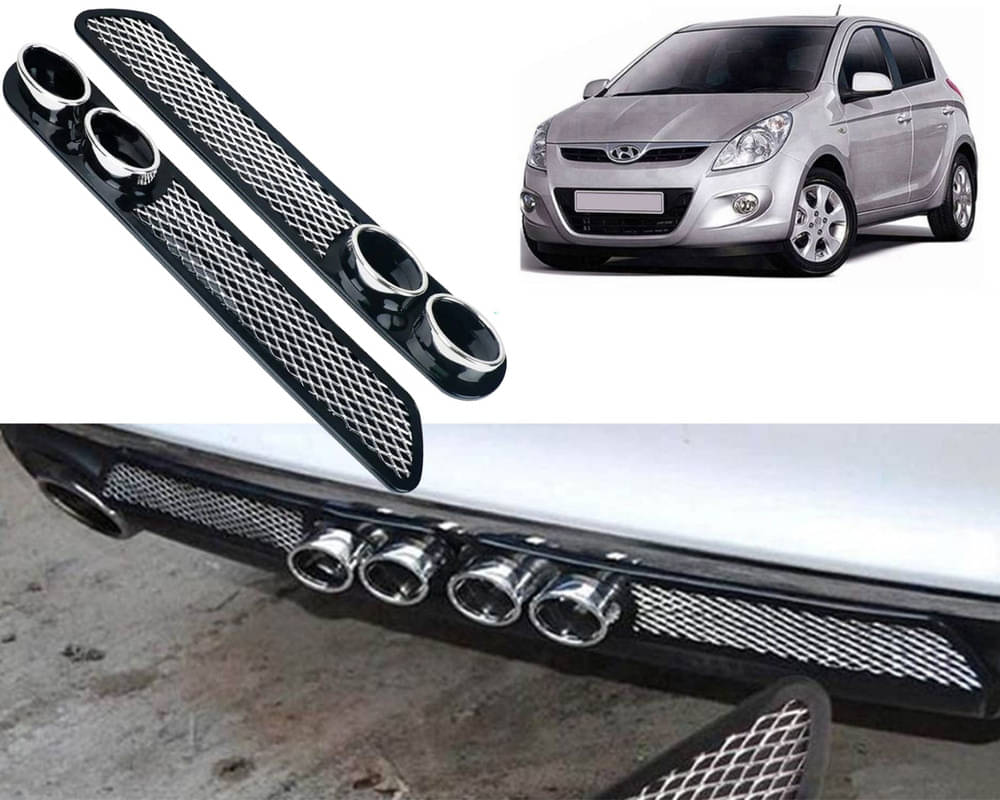 Rear Dual Tip Bumper Lip Diffuser Car Back Bumper Spoiler Lip Splitter Chrome Compatible with I20 Type-1 Rear Dual Tip Bumper Lip Diffuser Car Back Bumper Spoiler Lip Splitter Chrome Compatible with I20 Type-1