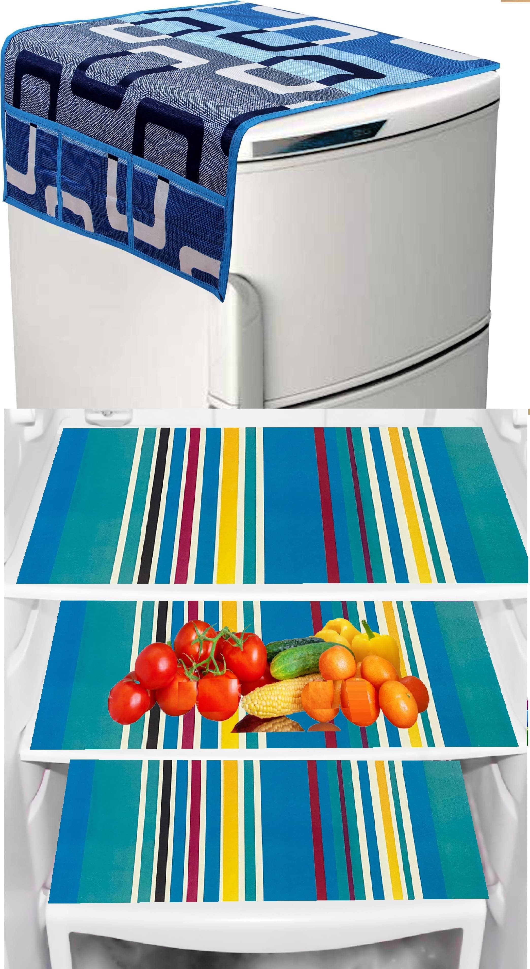 Revexo PVC Floral Fridge Mat & Cover ( 40 30 ) Pack of 4 - Multicolor Revexo PVC Floral Fridge Mat & Cover ( 40 30 ) Pack of 4 - Multicolor