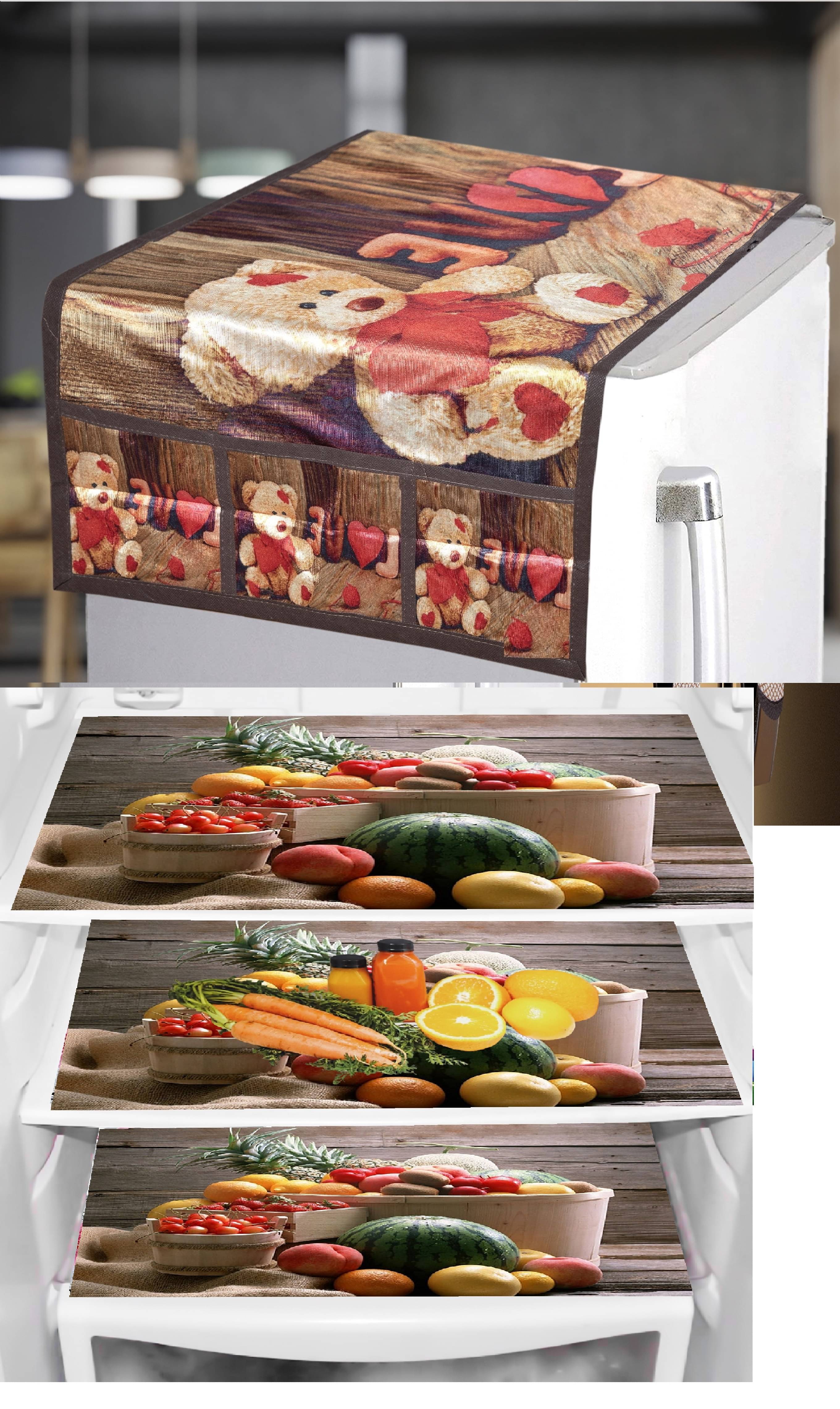 Revexo PVC Floral Fridge Mat & Cover ( 40 30 ) Pack of 4 - Multicolor Revexo PVC Floral Fridge Mat & Cover ( 40 30 ) Pack of 4 - Multicolor