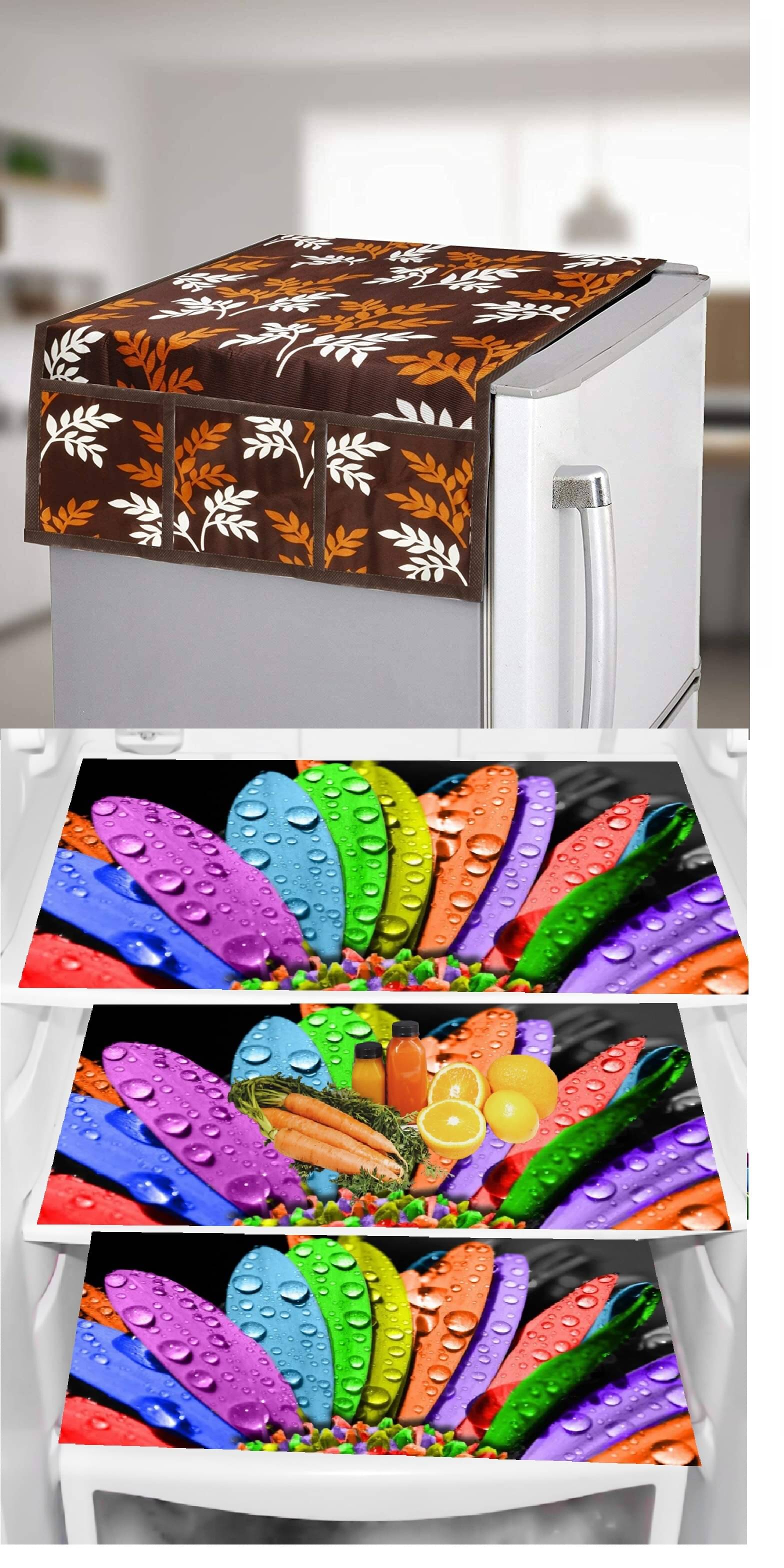 Revexo PVC Floral Fridge Mat & Cover ( 40 30 ) Pack of 4 - Multicolor     			Revexo PVC Floral Fridge Mat & Cover ( 40 30 ) Pack of 4 - Multicolor