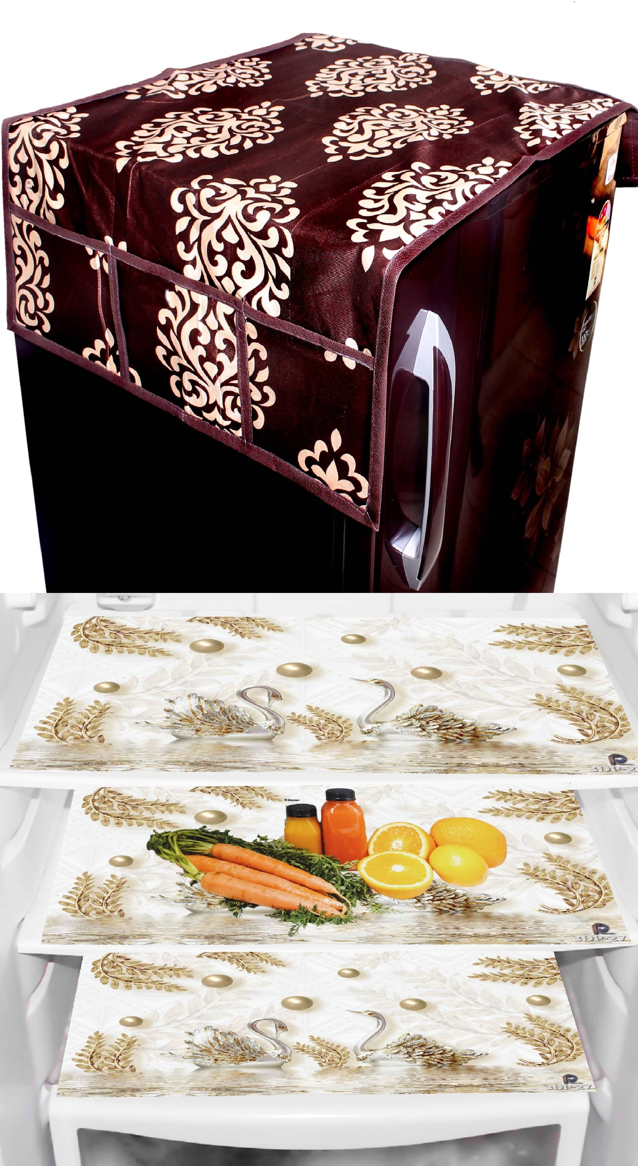 Revexo PVC Floral Fridge Mat & Cover ( 40 30 ) Pack of 4 - Multicolor Revexo PVC Floral Fridge Mat & Cover ( 40 30 ) Pack of 4 - Multicolor