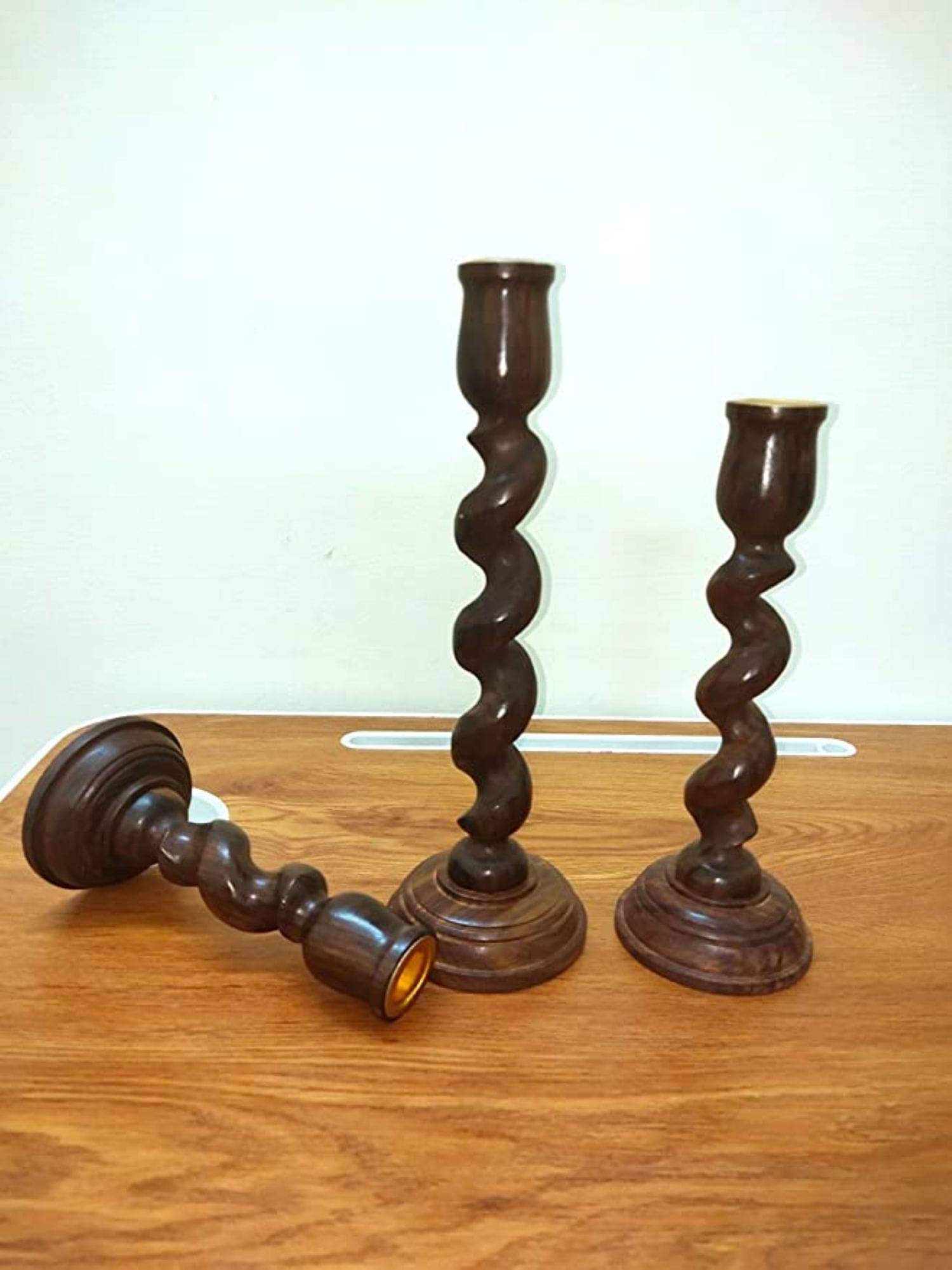     			SWH Brown Table Top Wood Tea Light Holder - Pack of 3
