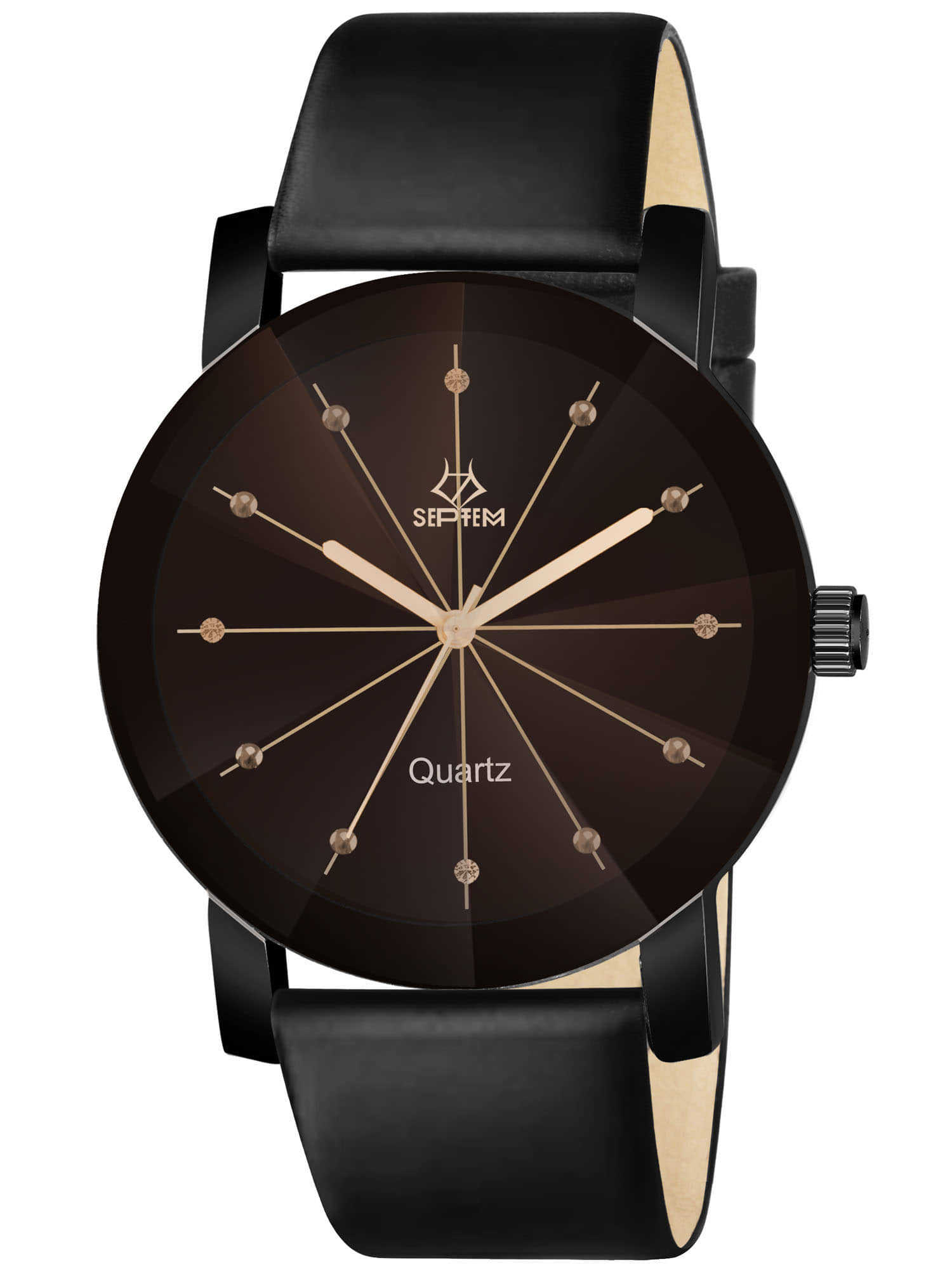 Septem Black Leather Analog Men's Watch