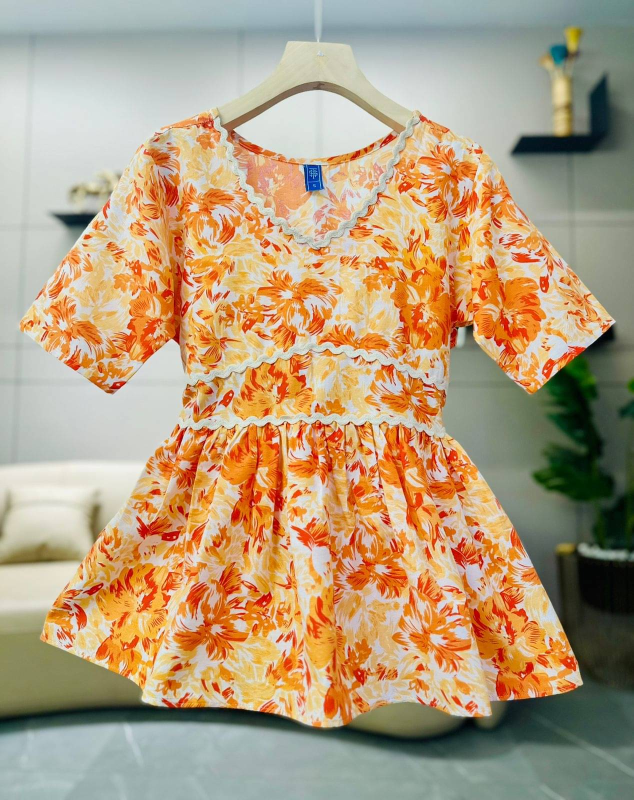     			Sheetal associates Women's Cotton Peplum Top ( Orange )