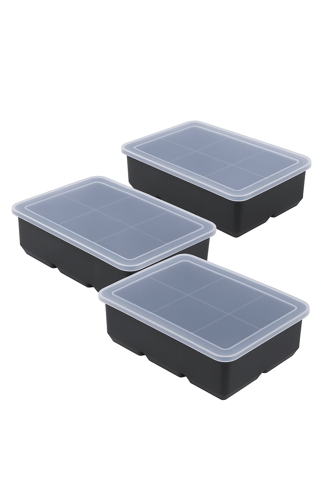     			Silicone Large 6Ice Cube Trays with Lid Cover