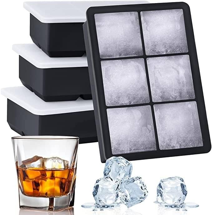     			Silicone Large 6Ice Cube Trays with Lid Cover