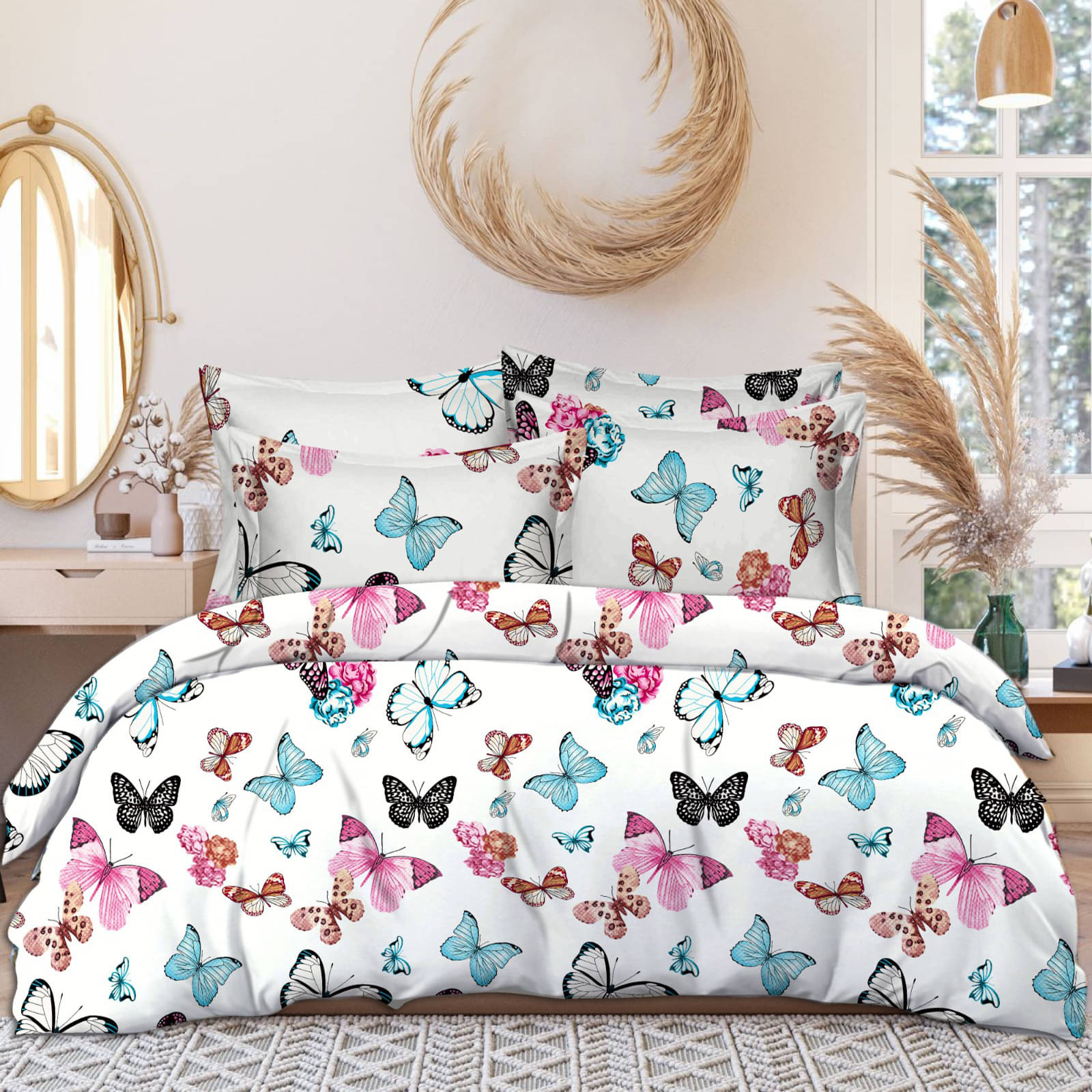     			Sky Tex Glace Cotton 1 Double Bedsheet with 2 Pillow Covers ( Cream )