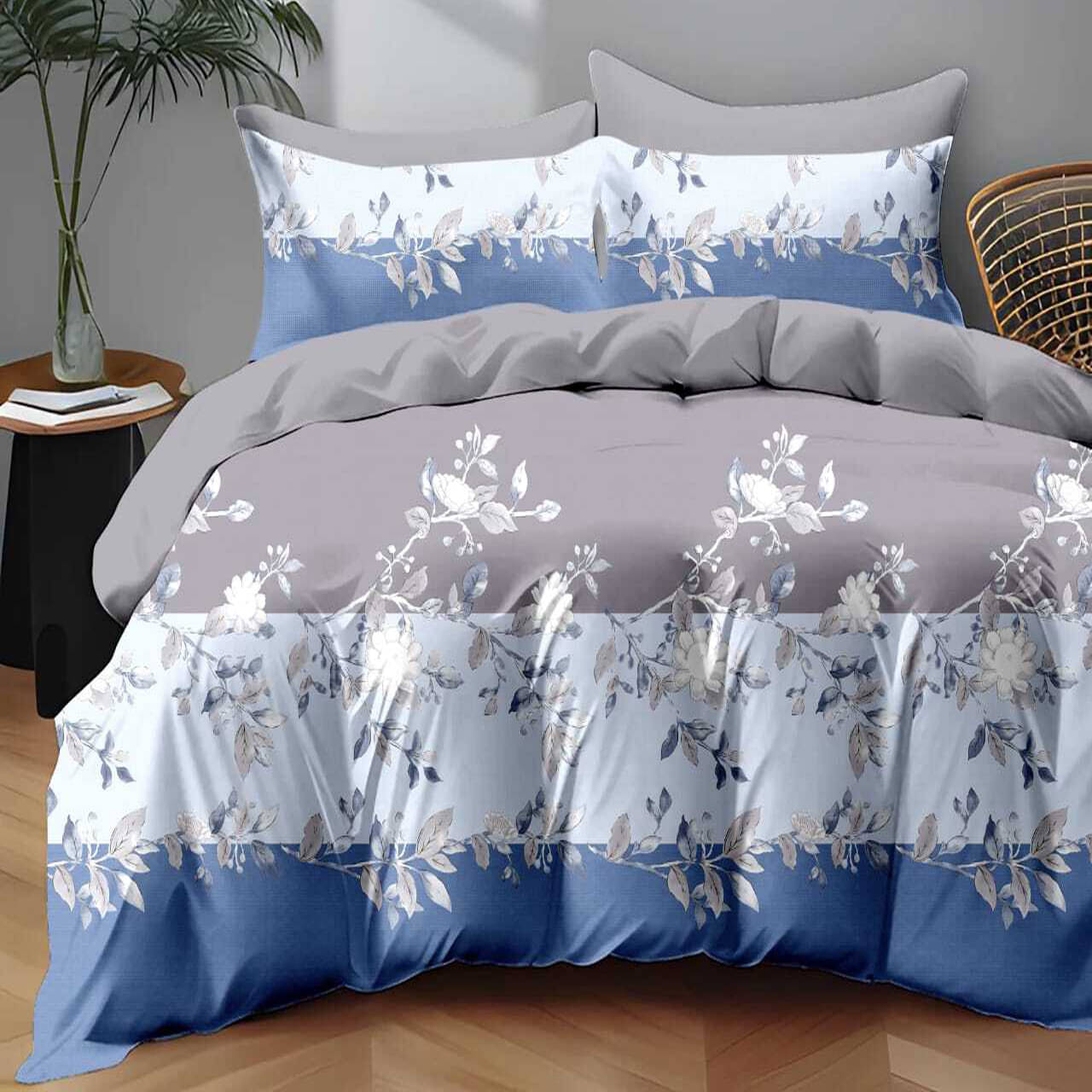     			Sky Tex Glace Cotton 1 Double Bedsheet with 2 Pillow Covers ( Blue )