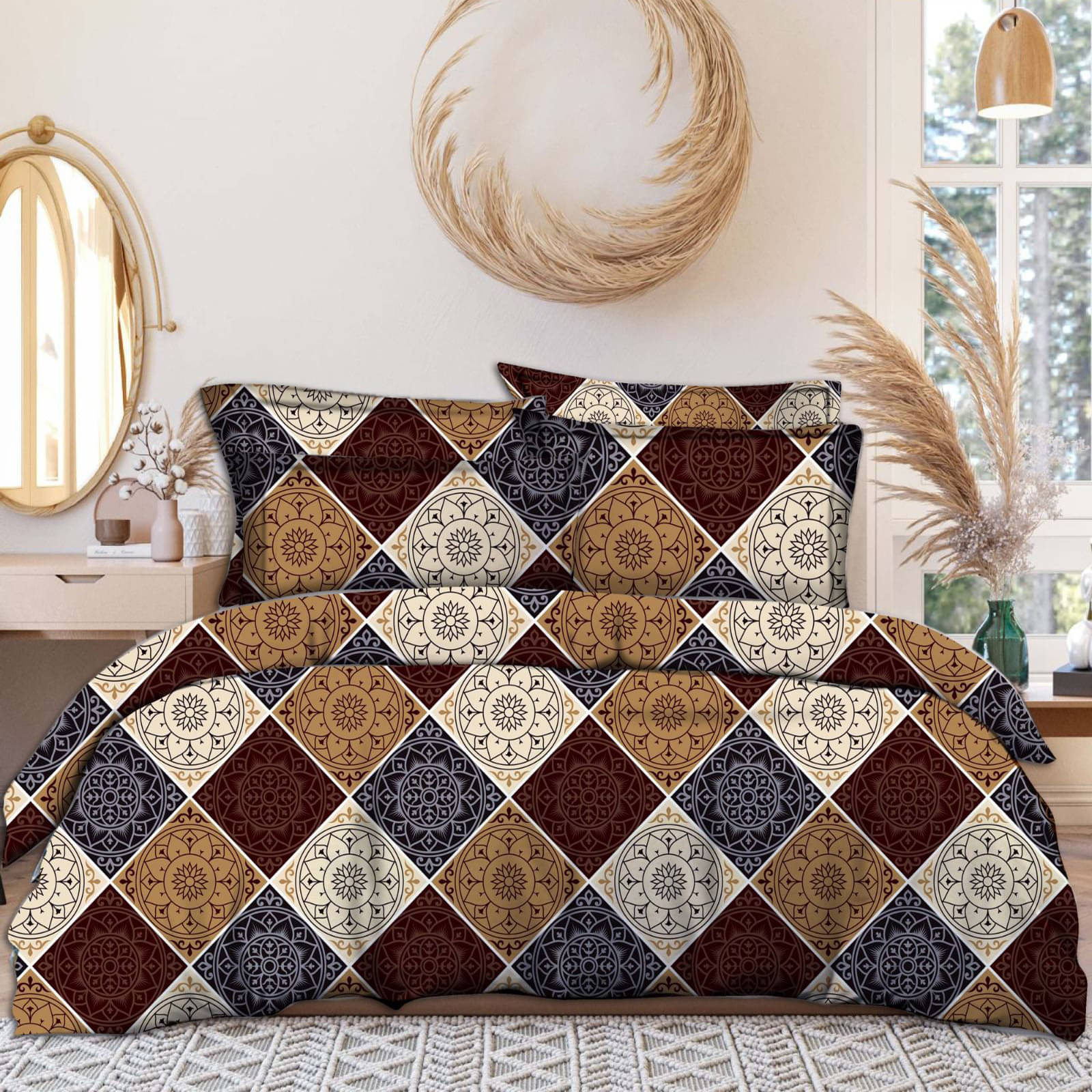 Sky Tex Glace Cotton 1 Double Bedsheet with 2 Pillow Covers ( Brown ) Sky Tex Glace Cotton 1 Double Bedsheet with 2 Pillow Covers ( Brown )