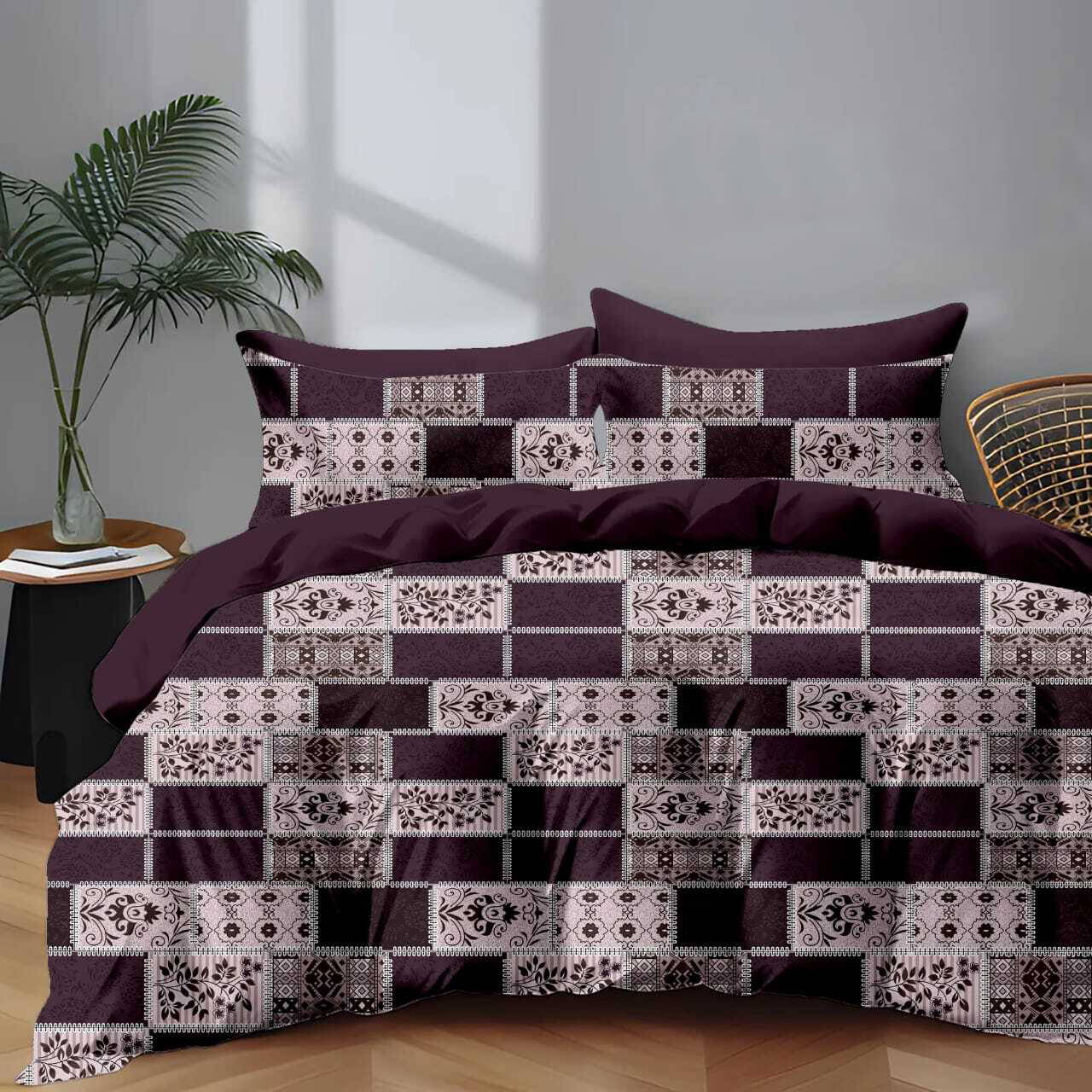     			Sky Tex Glace Cotton 1 Double Queen Bedsheet with 2 Pillow Covers ( Grey )