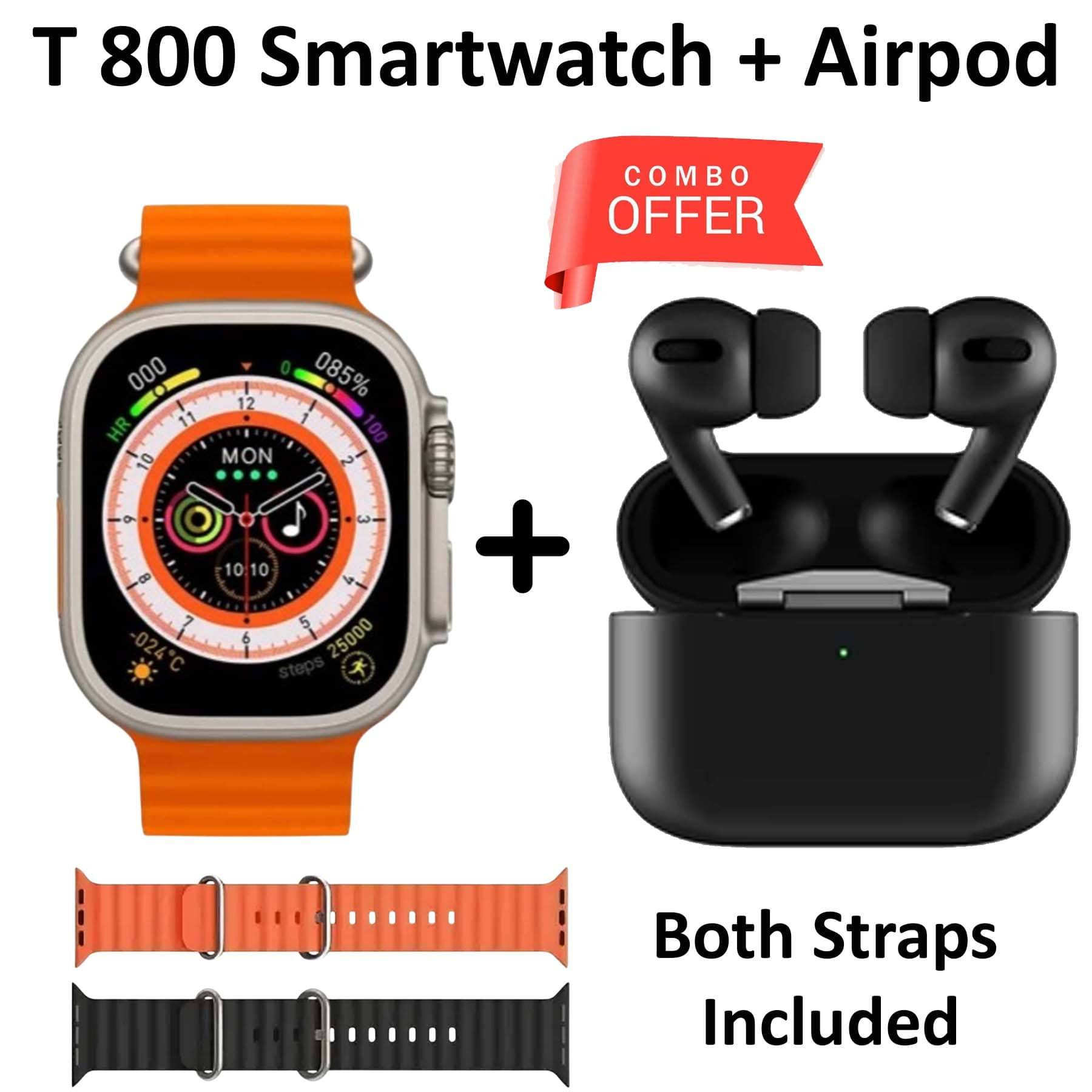     			T800 Ultra Smart Watch 1.99" Series 8 HD Display - Campatible for IOS & Android -Bluetooth Call, Fitness Tracker with Black Tws Earbuds