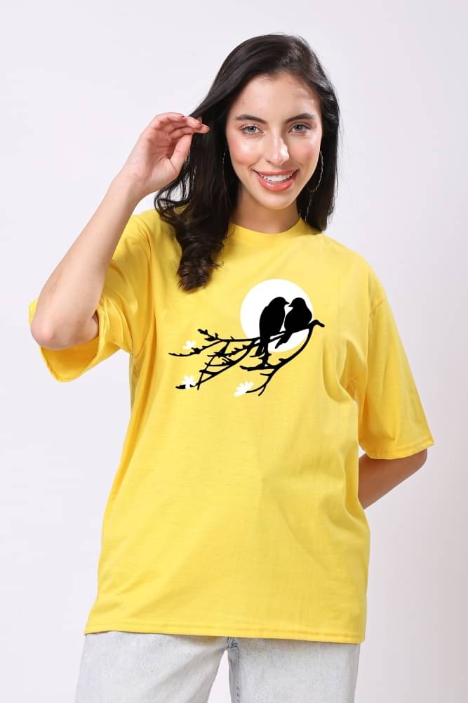 TQH Women Cotton Blend Printed Oversized Fit Round Neck T-Shirt ( Yellow ) TQH Women Cotton Blend Printed Oversized Fit Round Neck T-Shirt ( Yellow )