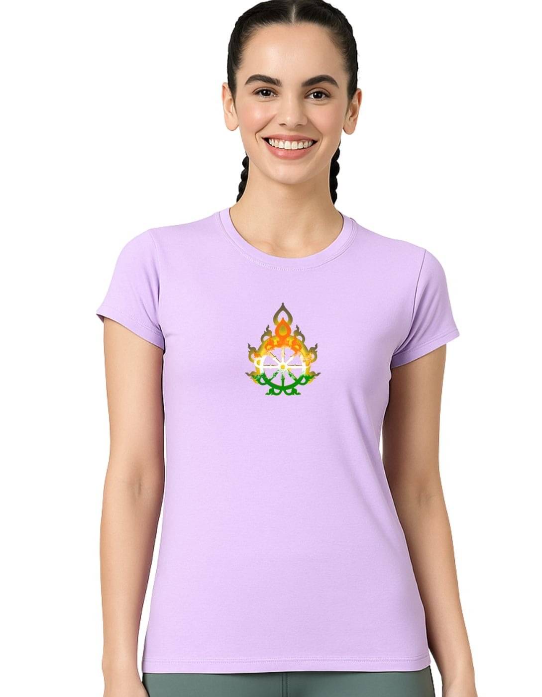     			TREERANGA Women Cotton Printed Regular Fit Round Neck T-Shirt ( Lavender )