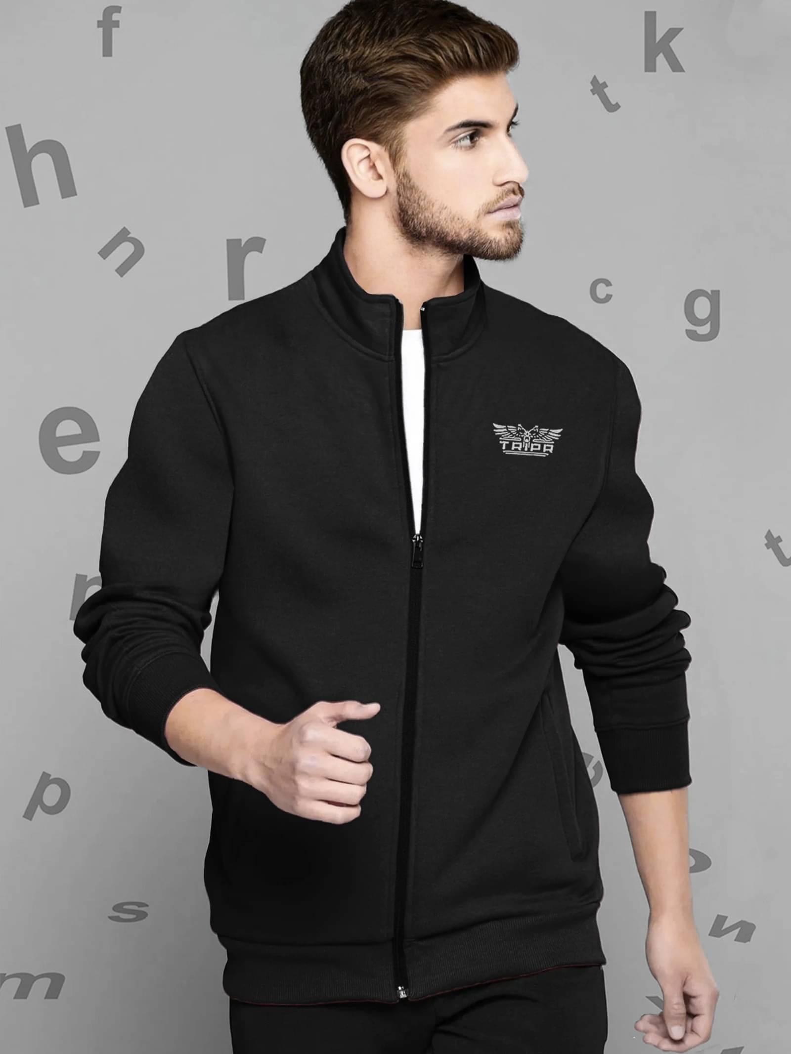     			Tripr Cotton Blend Men's Casual Jacket - Black ( Pack of 1 )