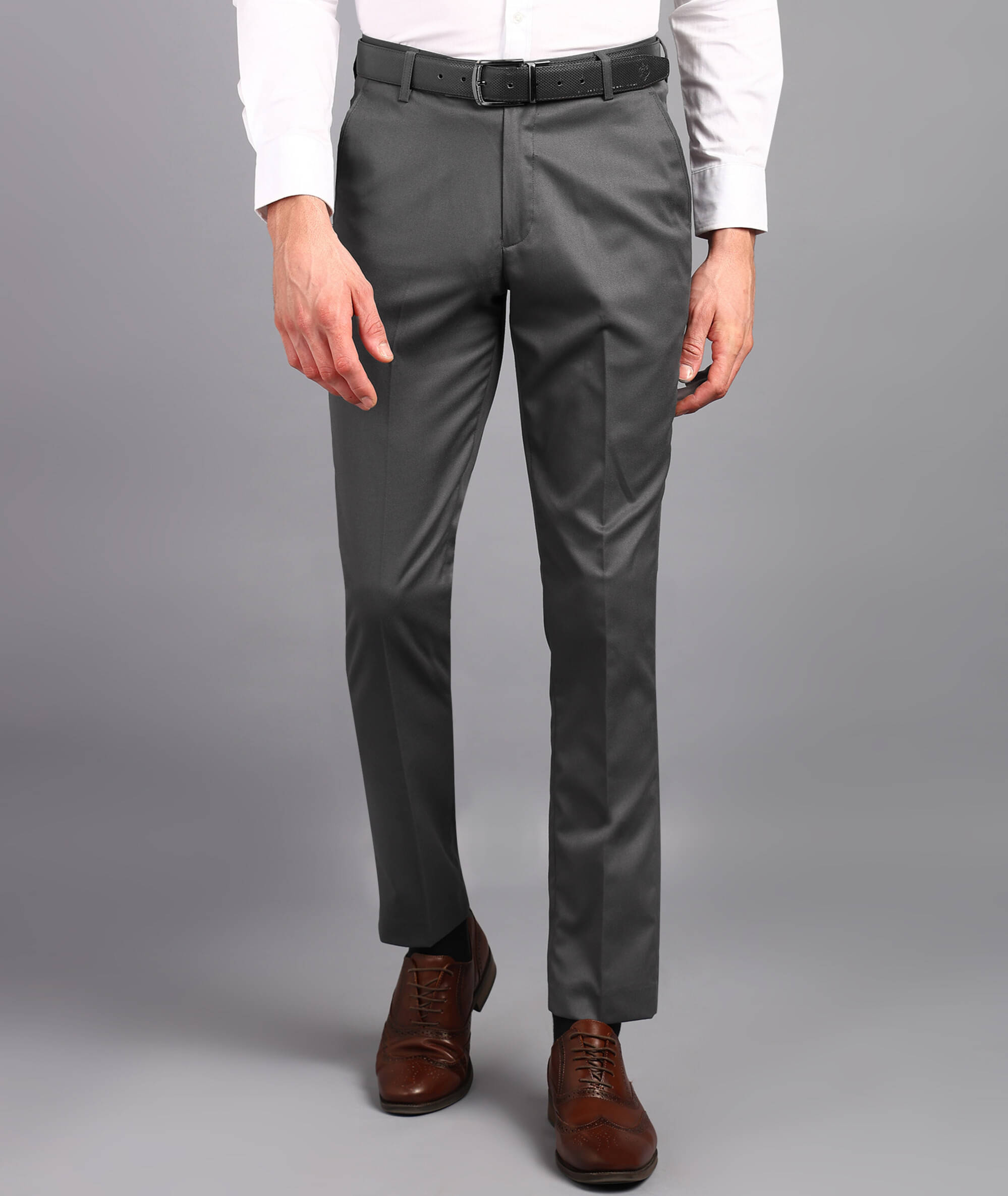     			VEI SASTRE Slim Flat Men's Formal Trouser - Dark Grey ( Pack of 1 )