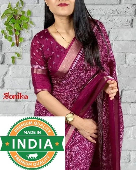 VRAGI Art Silk Printed Regular Saree With Unstitched Blouse Piece ( Purple ) VRAGI Art Silk Printed Regular Saree With Unstitched Blouse Piece ( Purple )