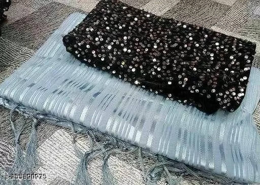     			VRAGI Art Silk Striped Regular Saree With Unstitched Blouse Piece ( Grey )