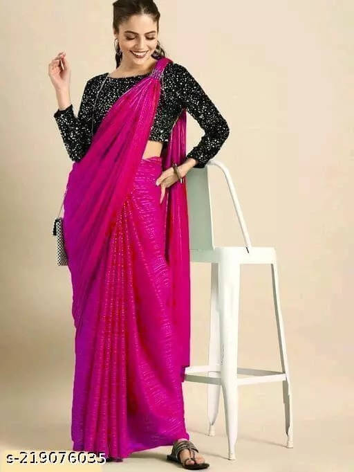     			VRAGI Art Silk Striped Regular Saree With Unstitched Blouse Piece ( Pink )