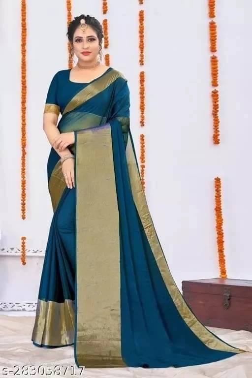     			VRAGI Chiffon Embellished Regular Saree With Unstitched Blouse Piece ( Light Blue )