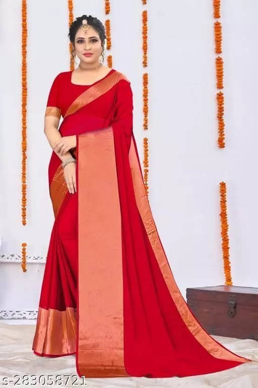     			VRAGI Chiffon Embellished Regular Saree With Unstitched Blouse Piece ( Red )