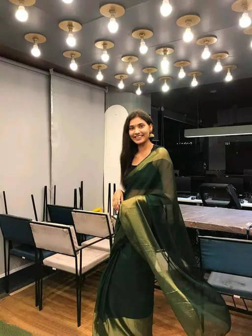     			VRAGI Chiffon Embellished Regular Saree With Unstitched Blouse Piece ( Green )