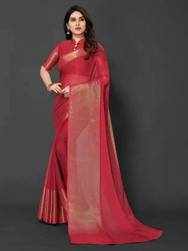 VRAGI Chiffon Embellished Regular Saree With Unstitched Blouse Piece ( Pink ) VRAGI Chiffon Embellished Regular Saree With Unstitched Blouse Piece ( Pink )