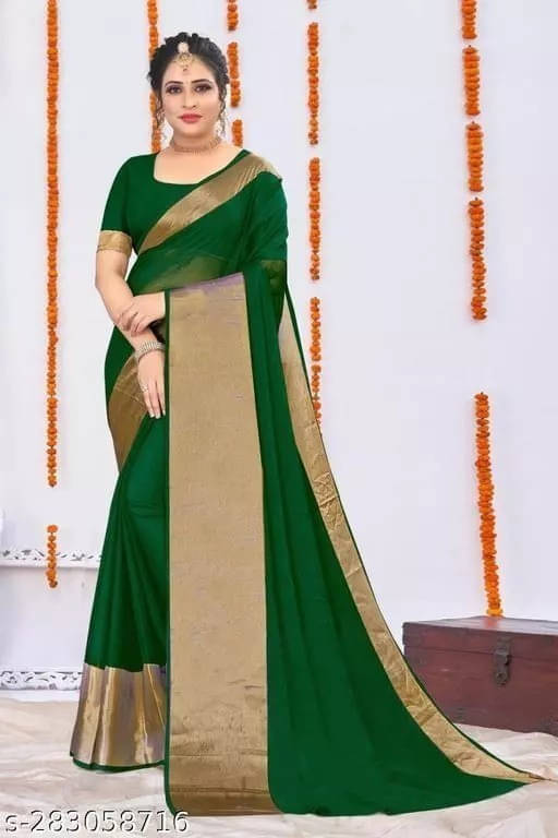     			VRAGI Chiffon Embellished Regular Saree With Unstitched Blouse Piece ( Green )