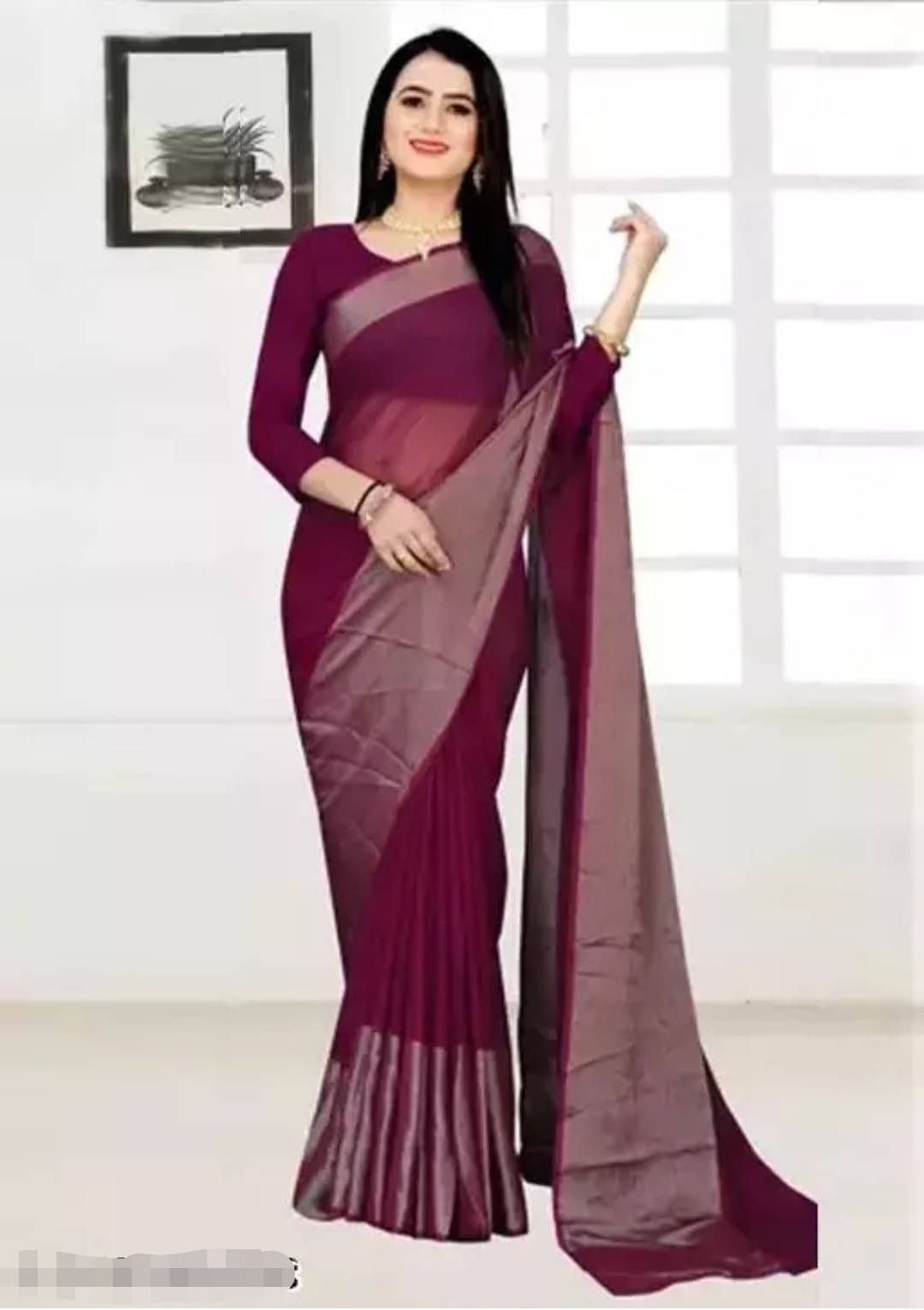 VRAGI Chiffon Embellished Regular Saree With Unstitched Blouse Piece ( Purple ) VRAGI Chiffon Embellished Regular Saree With Unstitched Blouse Piece ( Purple )