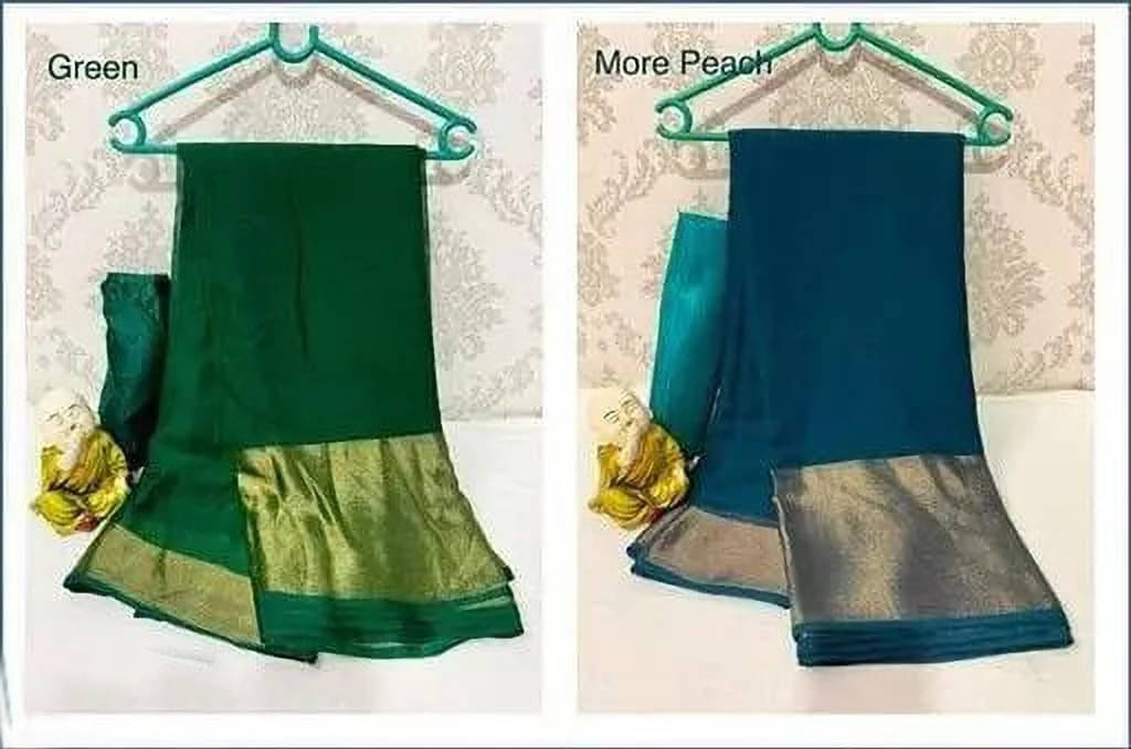     			VRAGI Chiffon Embellished Regular Saree With Unstitched Blouse Piece ( Multicolor )