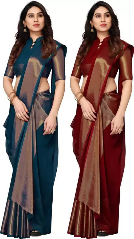 VRAGI Chiffon Embellished Regular Saree With Unstitched Blouse Piece ( Multicolor ) VRAGI Chiffon Embellished Regular Saree With Unstitched Blouse Piece ( Multicolor )