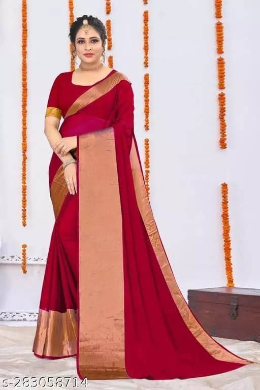     			VRAGI Chiffon Embellished Regular Saree With Unstitched Blouse Piece ( Maroon )