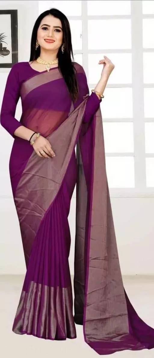 VRAGI Chiffon Embellished Regular Saree With Unstitched Blouse Piece ( Magenta ) VRAGI Chiffon Embellished Regular Saree With Unstitched Blouse Piece ( Magenta )