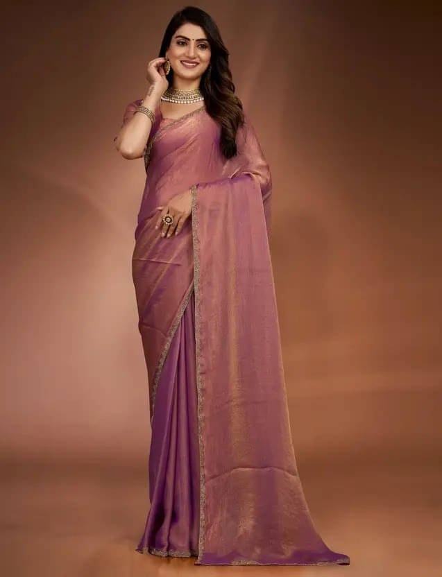 VRAGI Chiffon Embellished Regular Saree With Unstitched Blouse Piece ( Purple ) VRAGI Chiffon Embellished Regular Saree With Unstitched Blouse Piece ( Purple )
