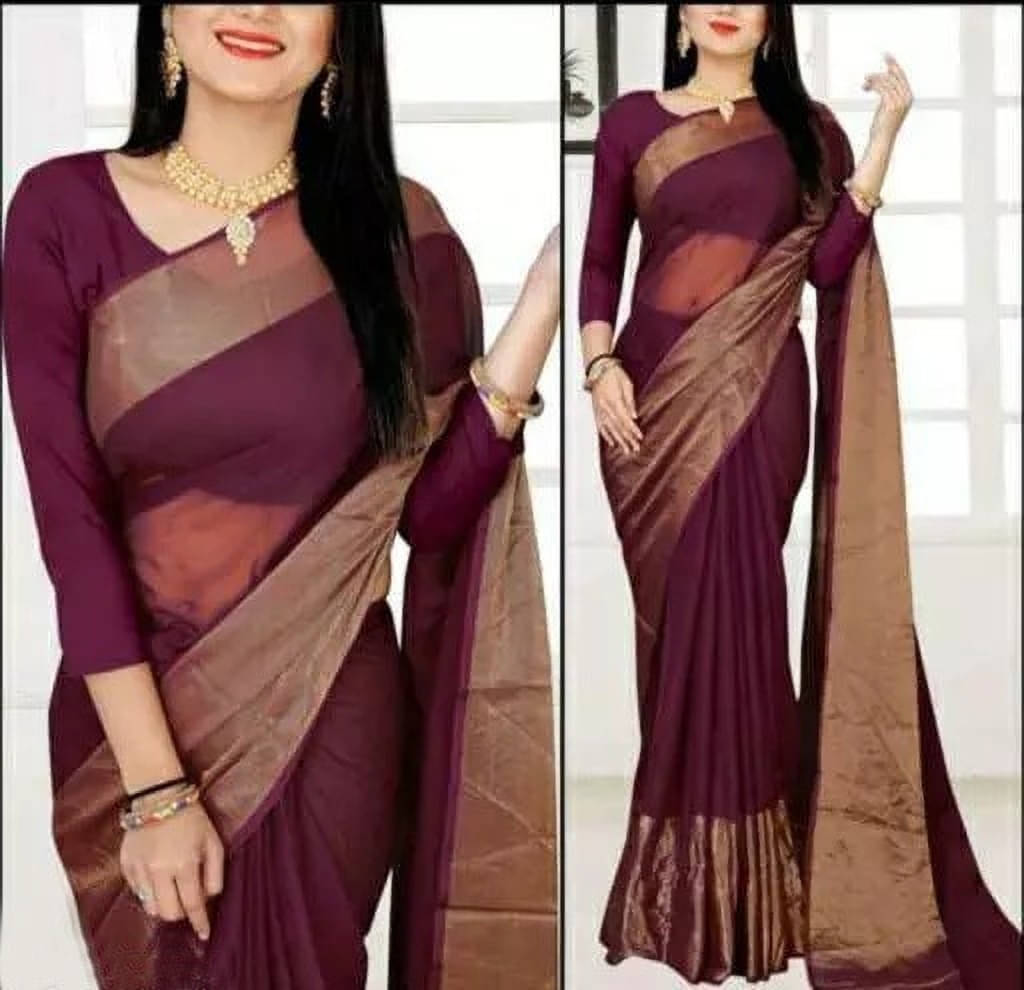     			VRAGI Chiffon Embellished Regular Saree With Unstitched Blouse Piece ( Purple )