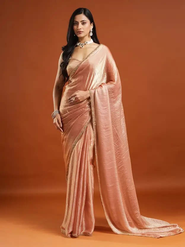 VRAGI Chiffon Embellished Regular Saree With Unstitched Blouse Piece ( Orange ) VRAGI Chiffon Embellished Regular Saree With Unstitched Blouse Piece ( Orange )