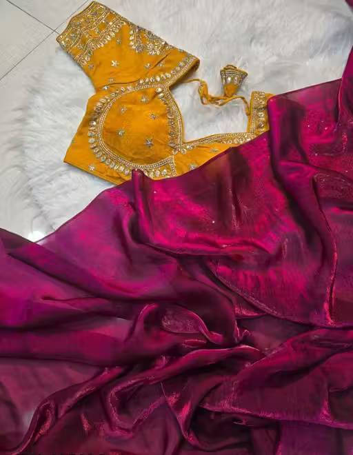VRAGI Chiffon Embroidered Regular Saree With Stitched Blouse ( Multicolor ) VRAGI Chiffon Embroidered Regular Saree With Stitched Blouse ( Multicolor )