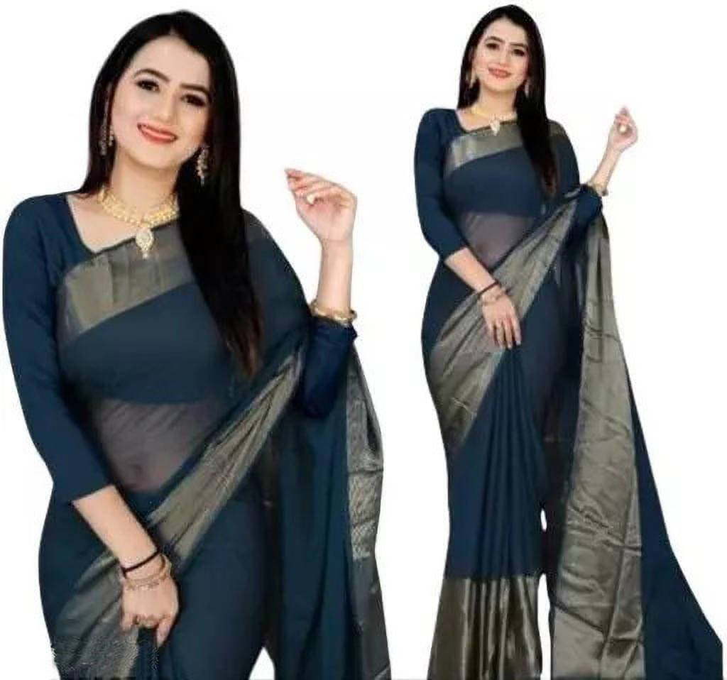 VRAGI Chiffon Printed Regular Saree With Unstitched Blouse Piece ( Light Blue ) VRAGI Chiffon Printed Regular Saree With Unstitched Blouse Piece ( Light Blue )