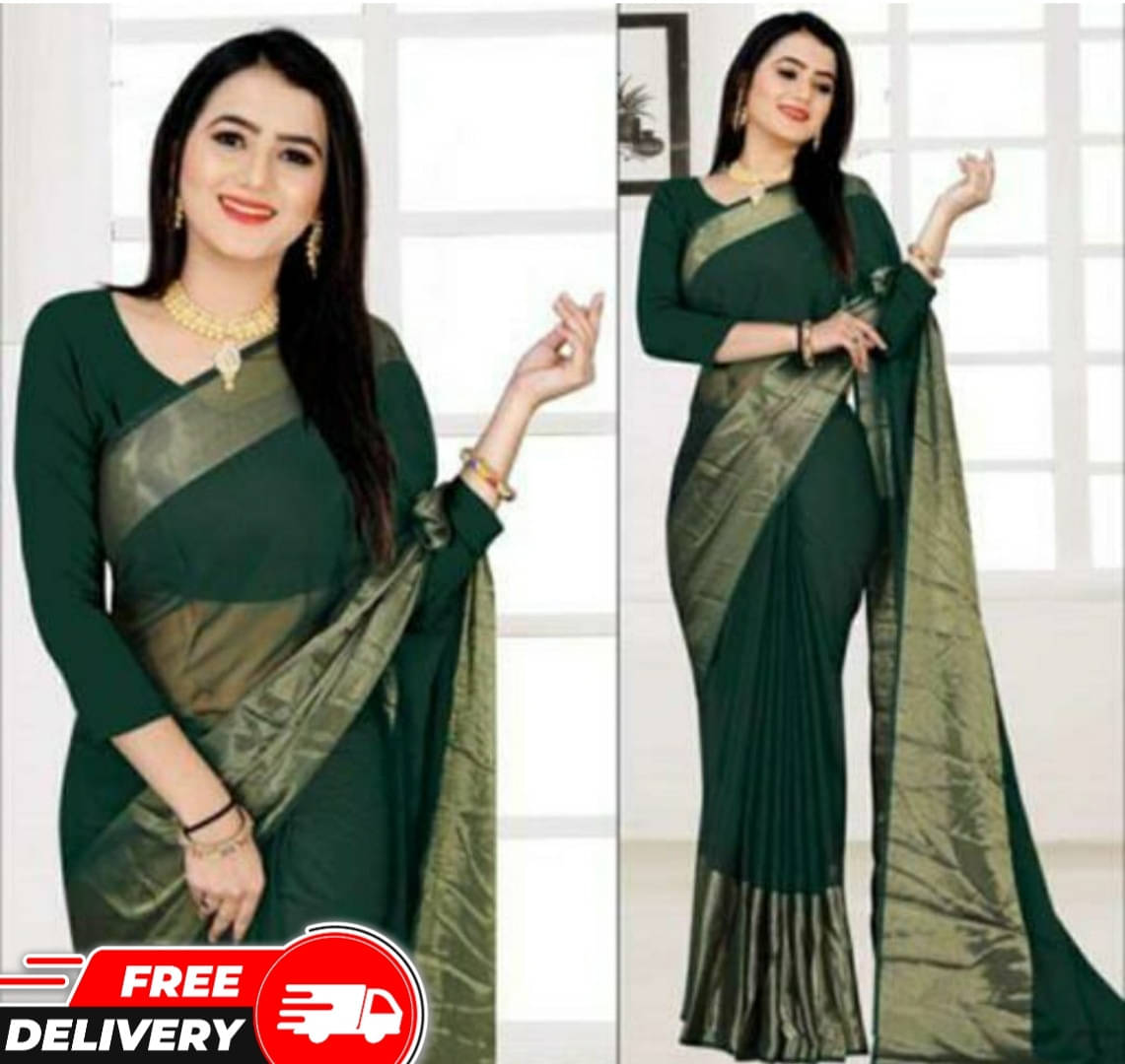     			VRAGI Chiffon Self Design Regular Saree With Unstitched Blouse Piece ( Green )