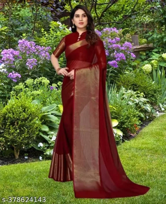 VRAGI Chiffon Self Design Regular Saree With Unstitched Blouse Piece ( Maroon ) VRAGI Chiffon Self Design Regular Saree With Unstitched Blouse Piece ( Maroon )