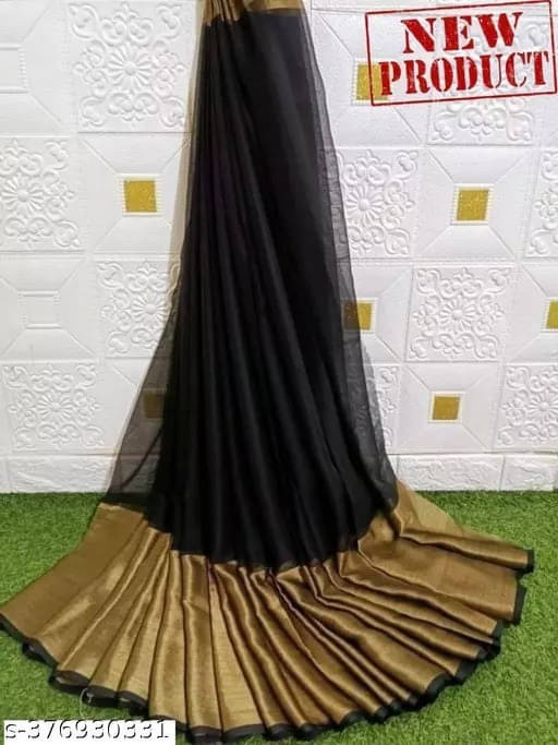     			VRAGI Chiffon Self Design Regular Saree With Unstitched Blouse Piece ( Black )