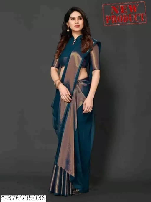 VRAGI Chiffon Self Design Regular Saree With Unstitched Blouse Piece ( Blue ) VRAGI Chiffon Self Design Regular Saree With Unstitched Blouse Piece ( Blue )