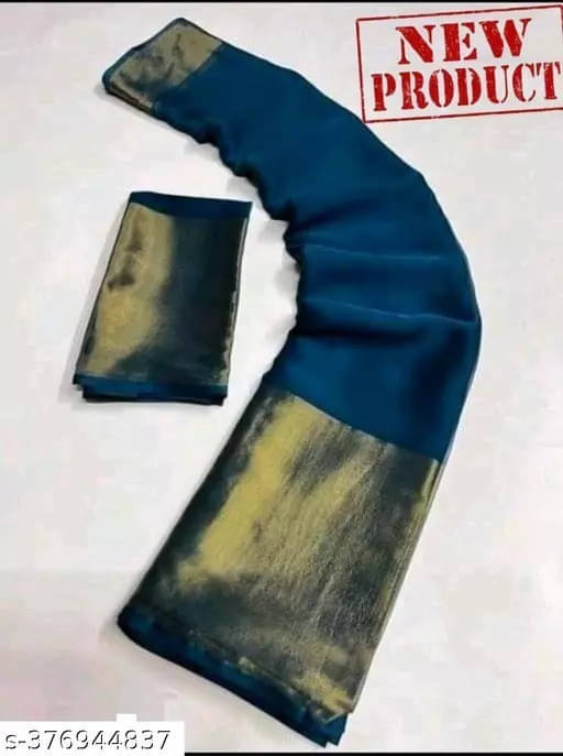 VRAGI Chiffon Self Design Regular Saree With Unstitched Blouse Piece ( Blue ) VRAGI Chiffon Self Design Regular Saree With Unstitched Blouse Piece ( Blue )