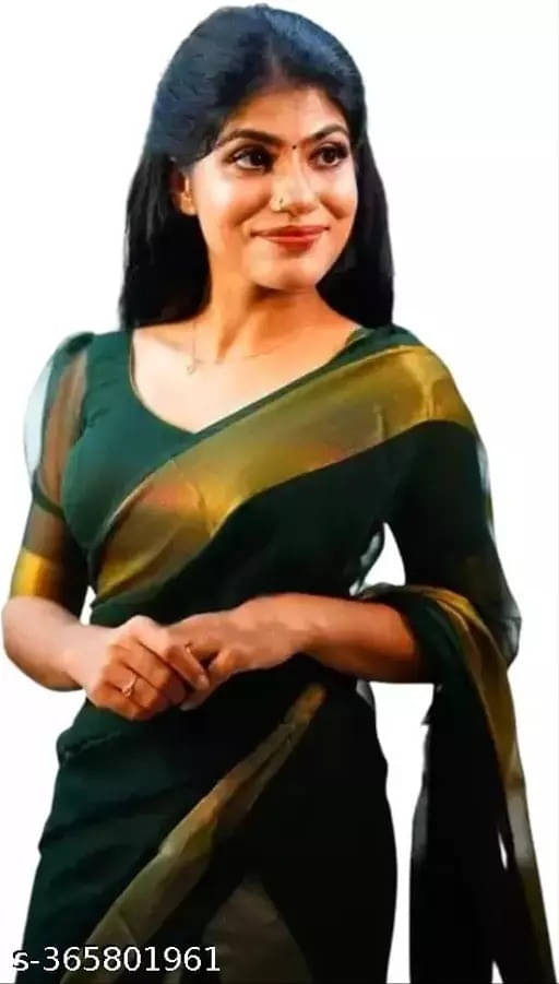     			VRAGI Chiffon Self Design Regular Saree With Unstitched Blouse Piece ( Green )