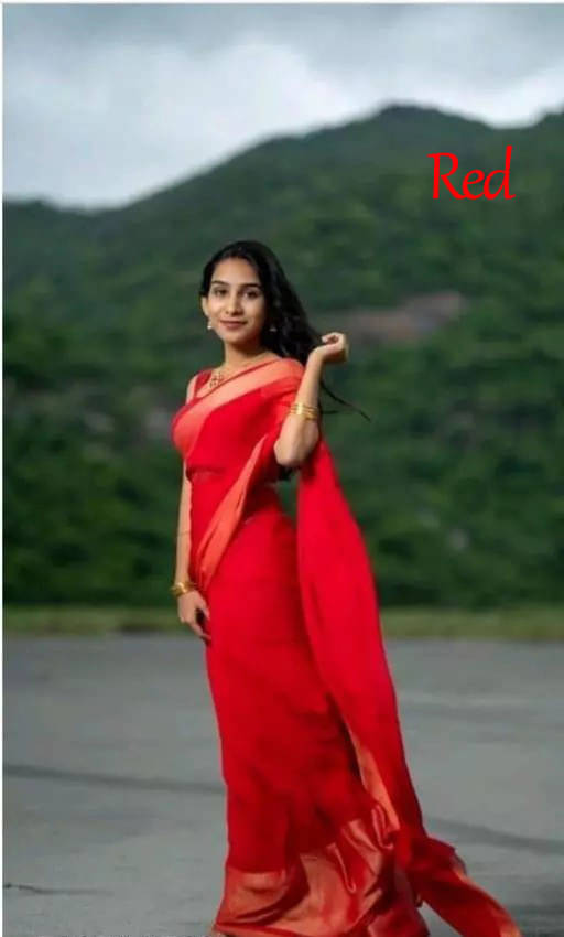 VRAGI Chiffon Self Design Regular Saree With Unstitched Blouse Piece ( Red ) VRAGI Chiffon Self Design Regular Saree With Unstitched Blouse Piece ( Red )
