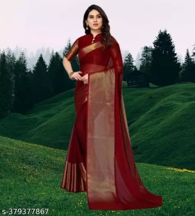 VRAGI Chiffon Self Design Regular Saree With Unstitched Blouse Piece ( Maroon ) VRAGI Chiffon Self Design Regular Saree With Unstitched Blouse Piece ( Maroon )