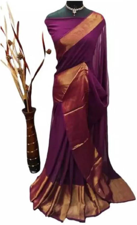     			VRAGI Chiffon Self Design Regular Saree With Unstitched Blouse Piece ( Magenta )
