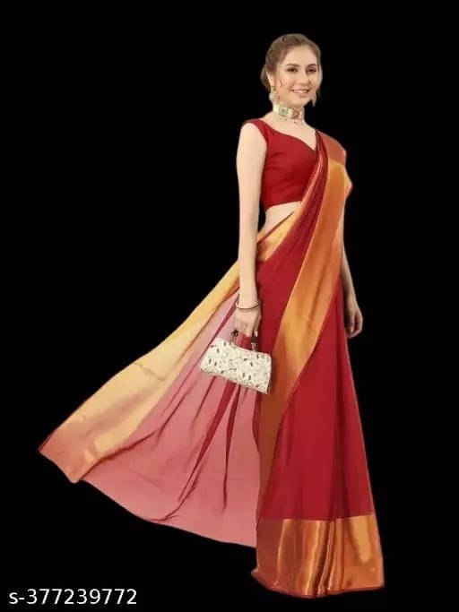     			VRAGI Chiffon Self Design Regular Saree With Unstitched Blouse Piece ( Maroon )