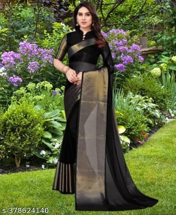 VRAGI Chiffon Self Design Regular Saree With Unstitched Blouse Piece ( Black ) VRAGI Chiffon Self Design Regular Saree With Unstitched Blouse Piece ( Black )