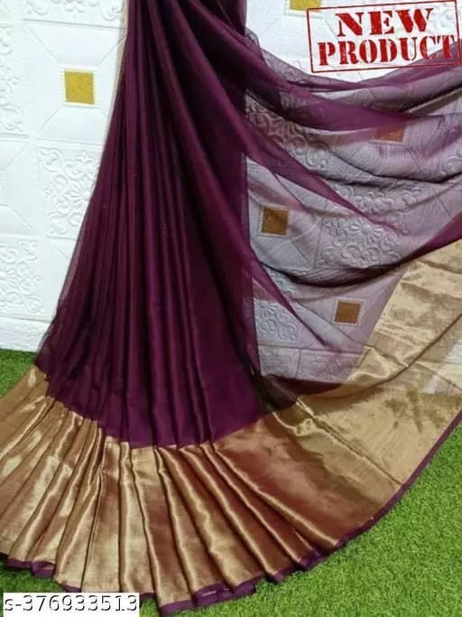     			VRAGI Chiffon Self Design Regular Saree With Unstitched Blouse Piece ( Purple )