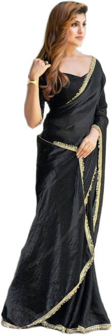     			VRAGI Chiffon Self Design Regular Saree With Unstitched Blouse Piece ( Black )